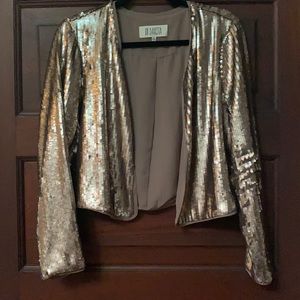 BB Dakota Gold Sequin Crop Jacket